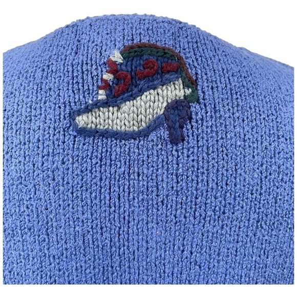 April Cornell Blue Cardigan with Multicolor Shoe Pattern - Picture 5 of 8